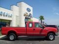 1999 Vermillion Red Ford F350 Super Duty Lariat SuperCab 4x4  photo #2