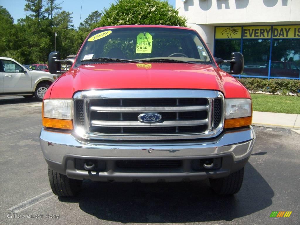 1999 F350 Super Duty Lariat SuperCab 4x4 - Vermillion Red / Camel photo #8