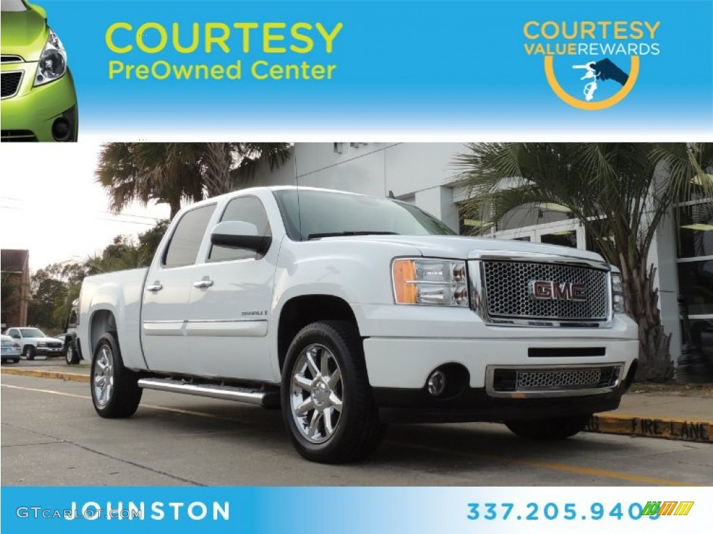 2008 Sierra 1500 Denali Crew Cab AWD - Polar White / Cocoa/Light Cashmere photo #1