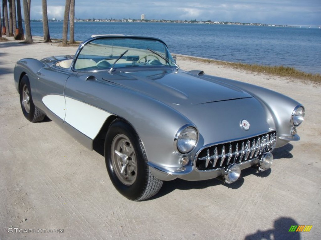 1956 Corvette Convertible - Silver / Beige photo #1