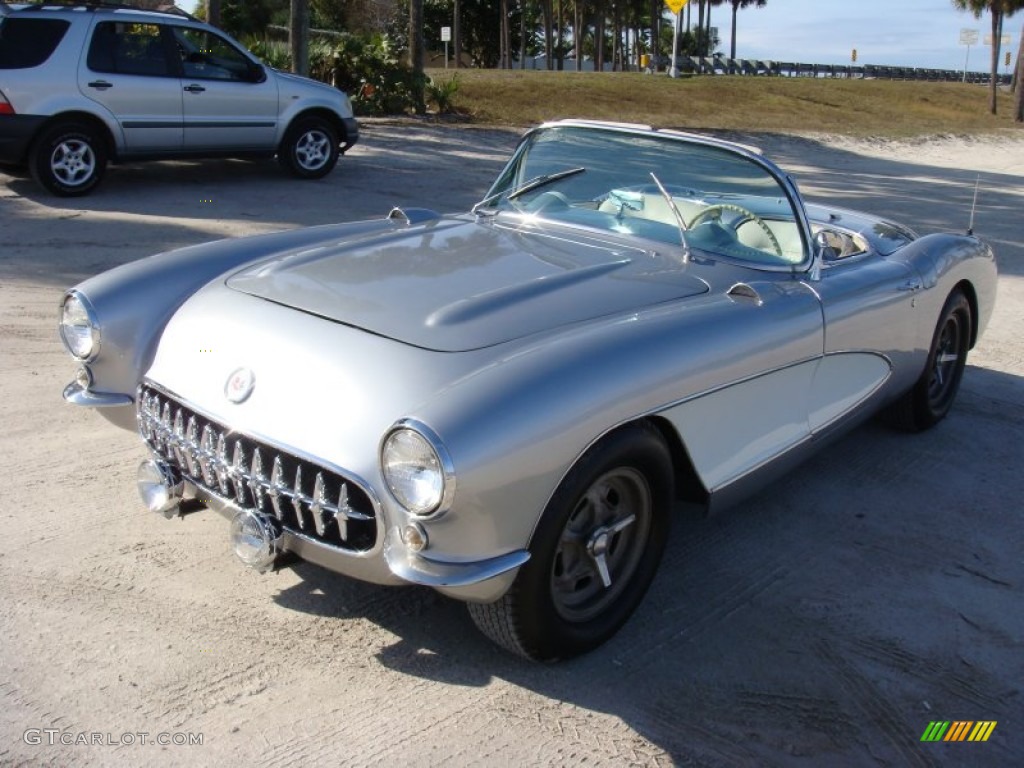 1956 Corvette Convertible - Silver / Beige photo #3