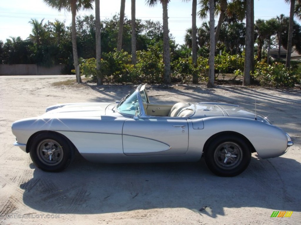 1956 Corvette Convertible - Silver / Beige photo #4