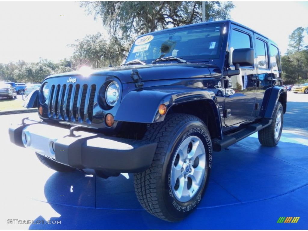 2013 Wrangler Unlimited Sahara 4x4 - True Blue Pearl / Black photo #1