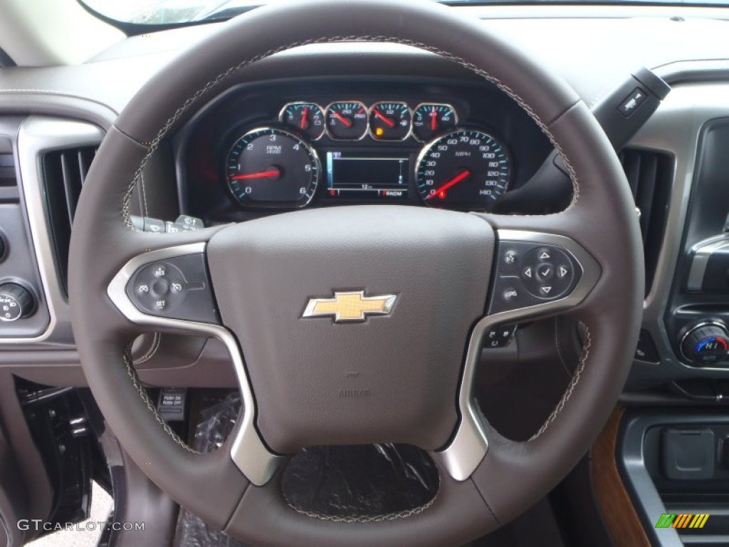 2014 Chevrolet Silverado 1500 LTZ Crew Cab 4x4 Cocoa/Dune Steering Wheel Photo #89461787