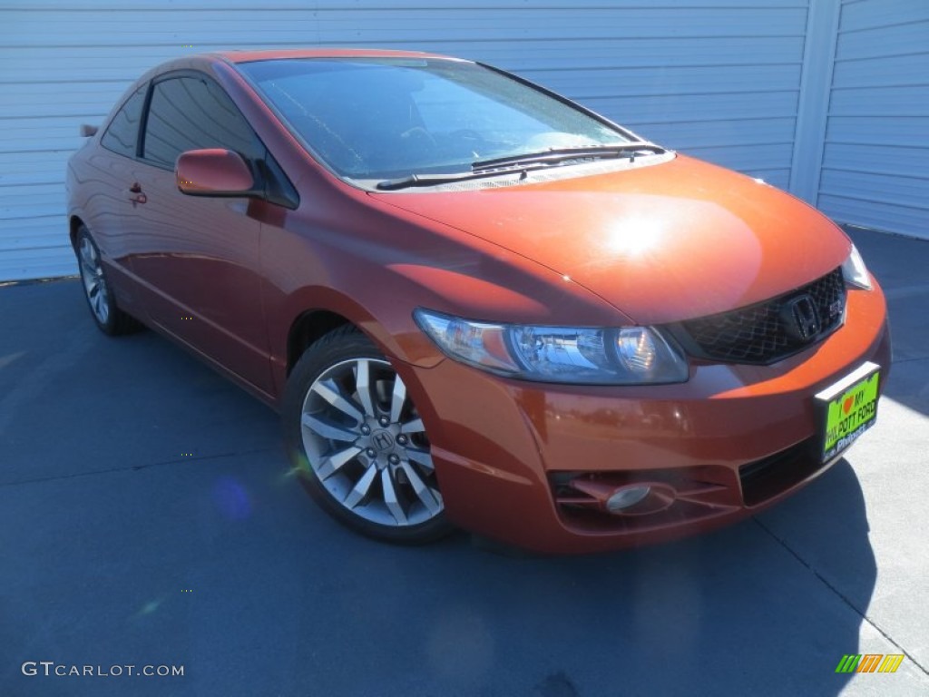 2009 Civic Si Coupe - Redline Orange Pearl / Black photo #2