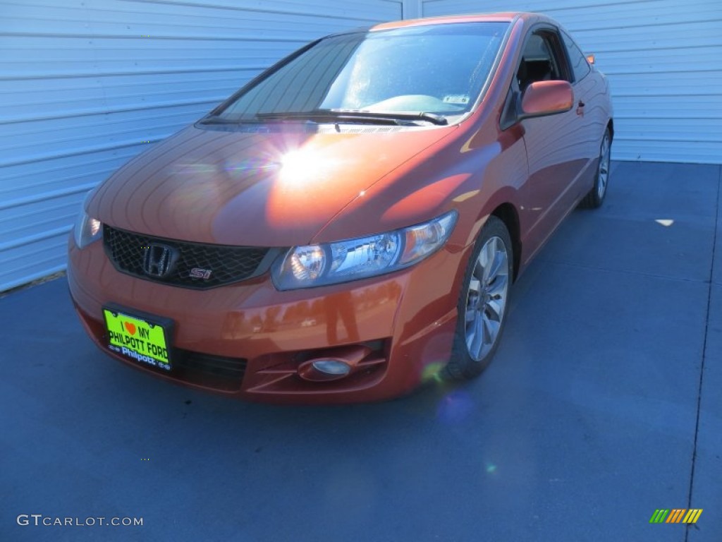 2009 Civic Si Coupe - Redline Orange Pearl / Black photo #7
