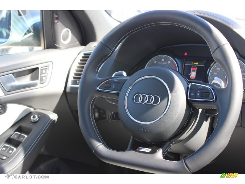 2014 Audi SQ5 Prestige 3.0 TFSI quattro Black/Lunar Silver Steering Wheel Photo #89471630
