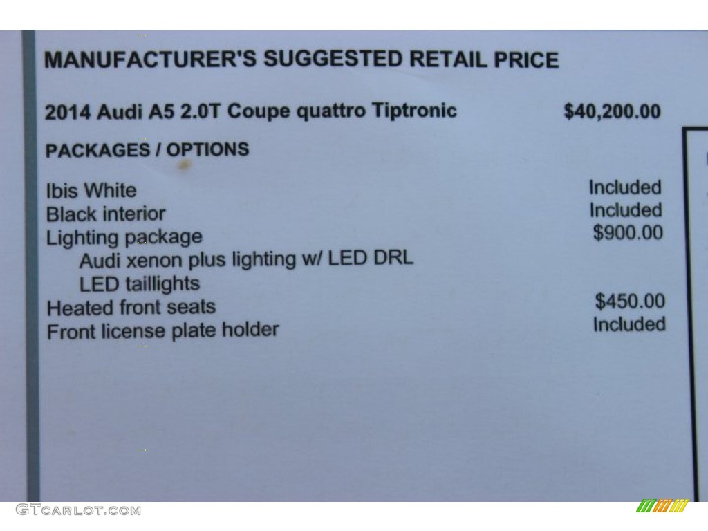 2014 Audi A5 2.0T quattro Coupe Window Sticker Photo #89472251