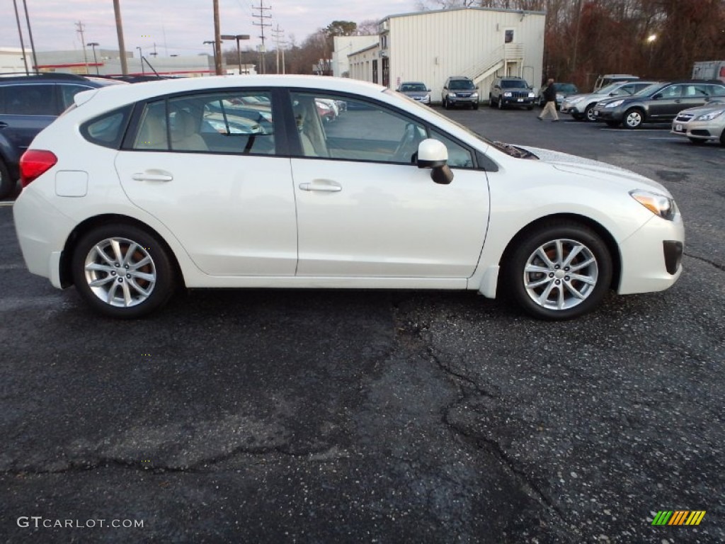 2012 Impreza 2.0i Premium 5 Door - Satin White Pearl / Ivory photo #4