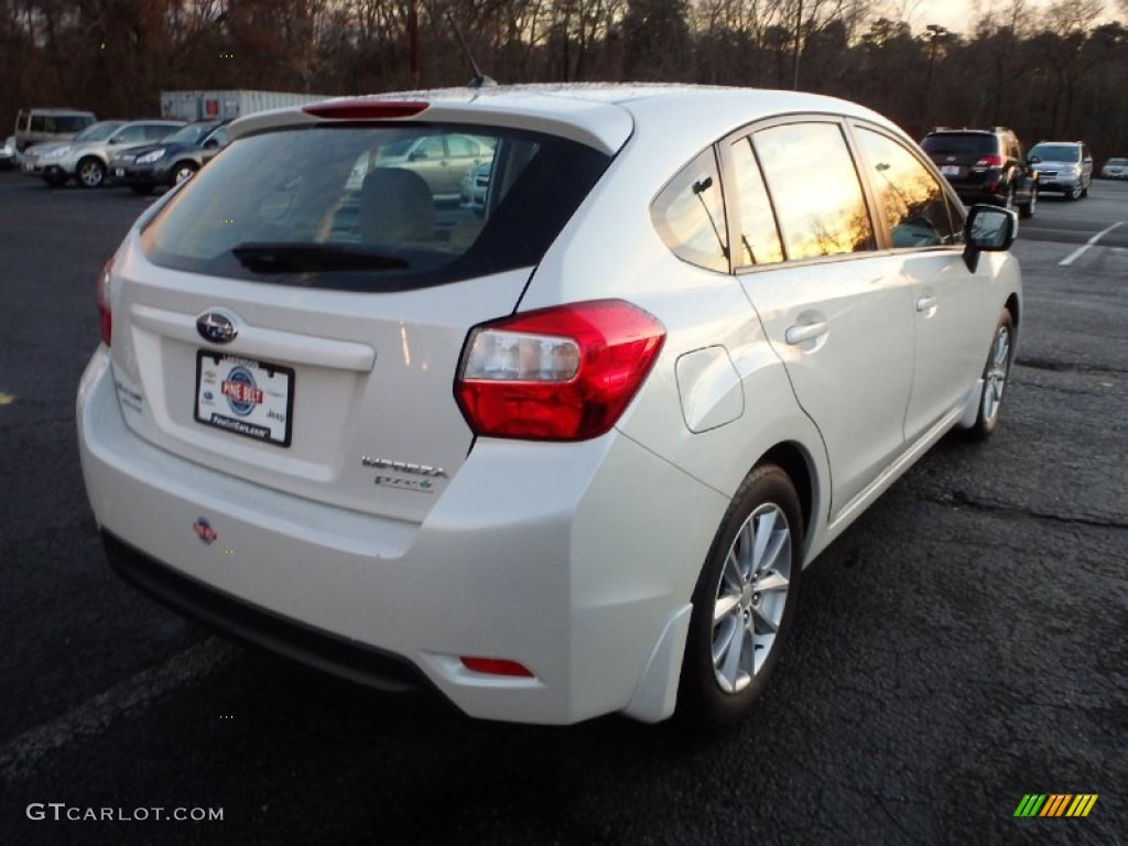 2012 Impreza 2.0i Premium 5 Door - Satin White Pearl / Ivory photo #6