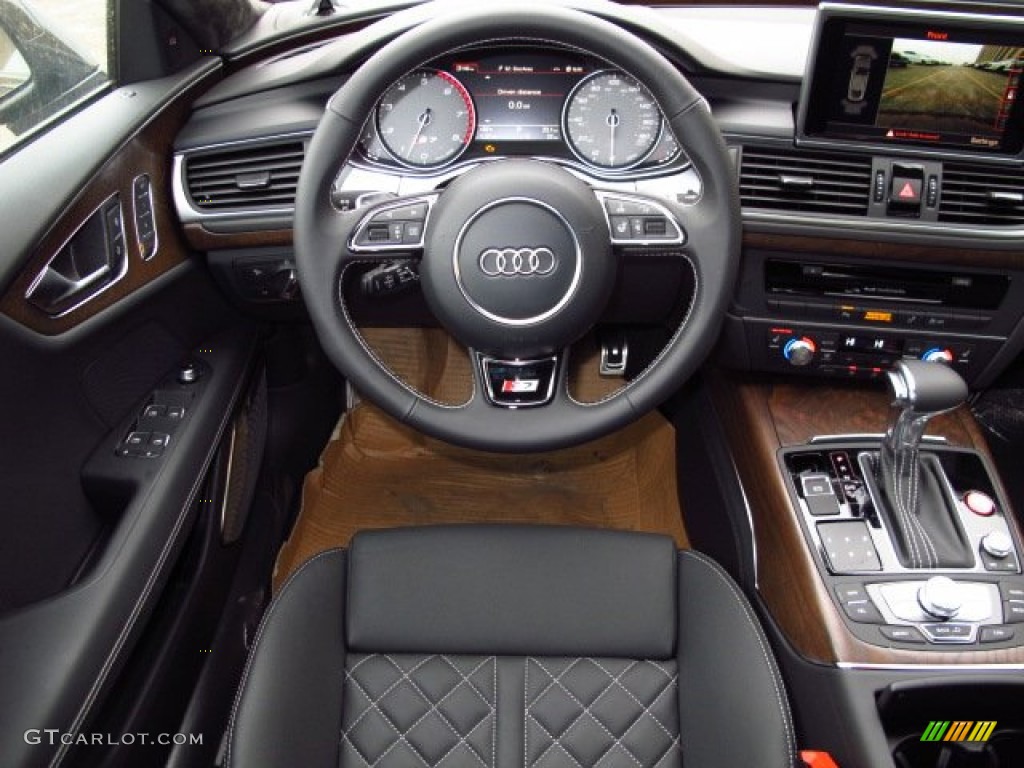 2014 Audi S7 Prestige 4.0 TFSI quattro Black Valcona w/Diamond Contrast Stitching Dashboard Photo #89484456