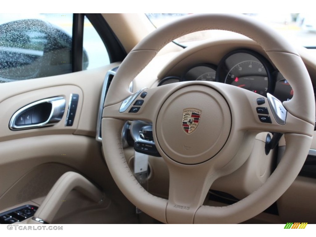2014 Porsche Cayenne Platinum Edition Luxor Beige Steering Wheel Photo #89490937