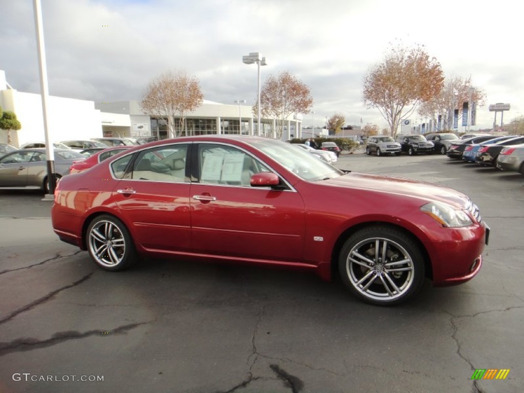 2006 M 35 Sport Sedan - Crimson Roulette Pearl / Wheat photo #5