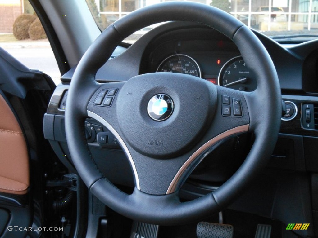 2013 BMW 3 Series 335i xDrive Coupe Saddle Brown Steering Wheel Photo #89497648