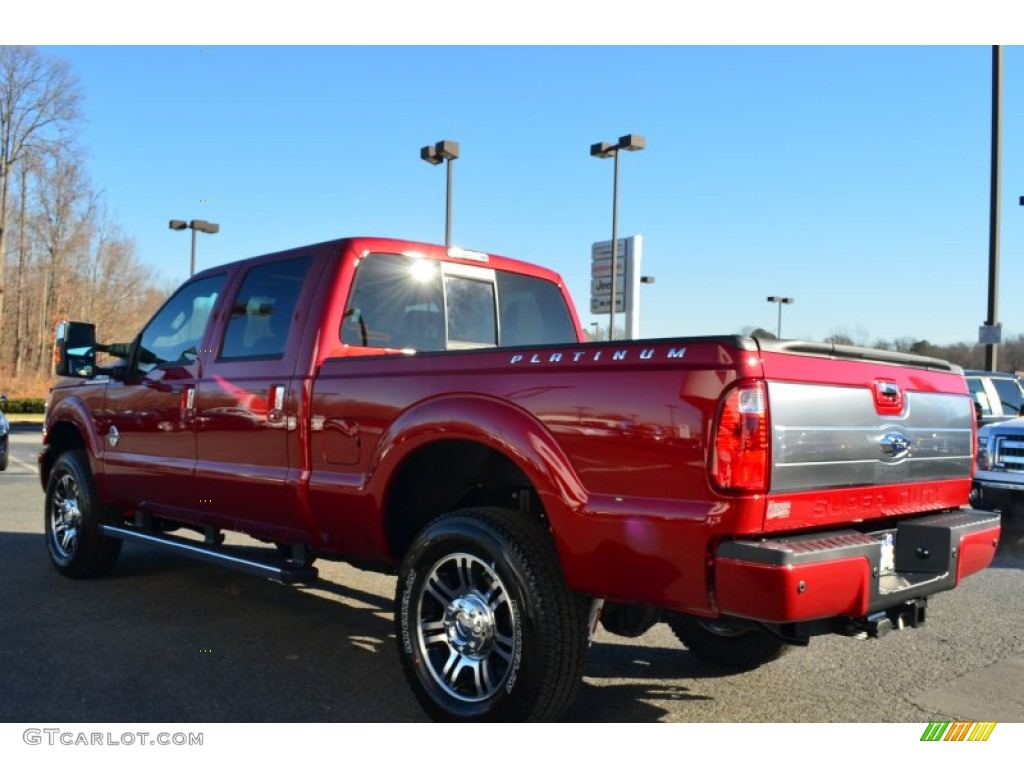2014 F350 Super Duty Platinum Crew Cab 4x4 - Ruby Red Metallic / Platinum Black Leather photo #39