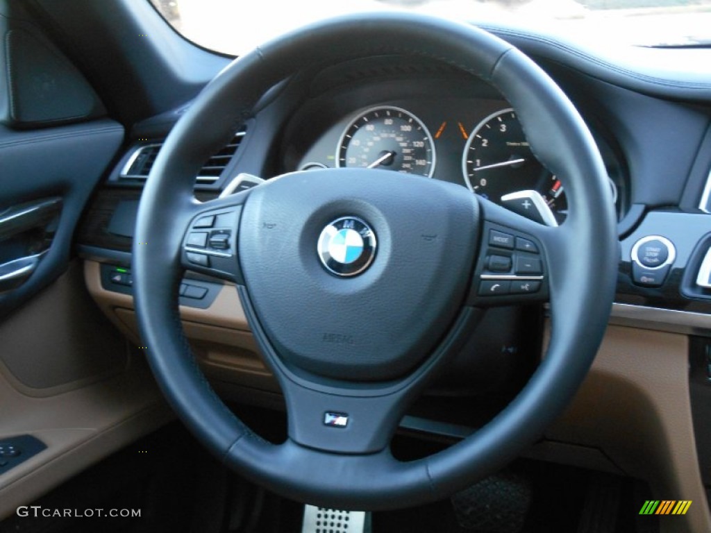 2013 BMW 7 Series 750Li xDrive Sedan Saddle/Black Steering Wheel Photo #89499088
