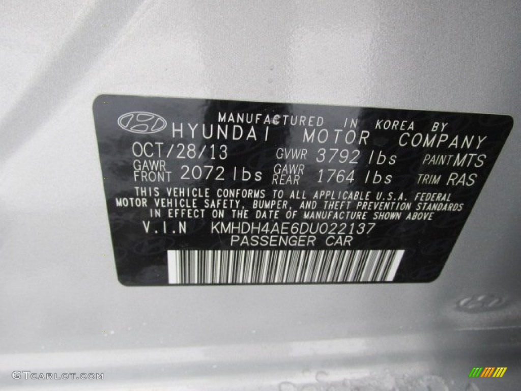 2013 Elantra GLS - Silver / Gray photo #15