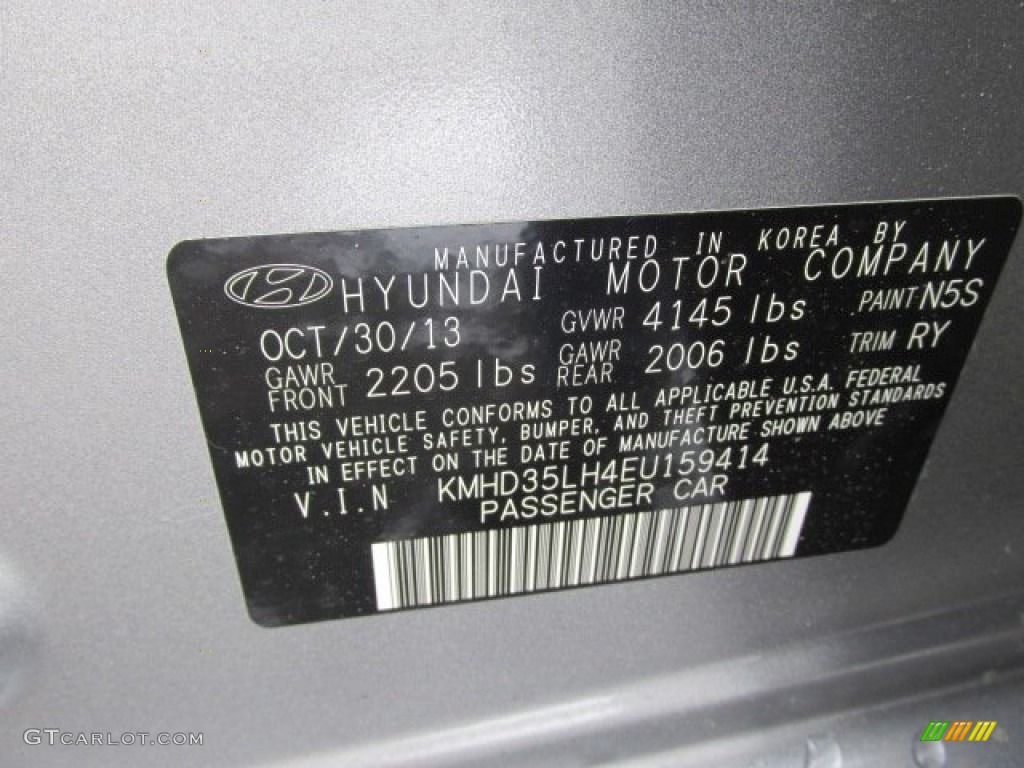 2014 Hyundai Elantra GT Color Code Photos