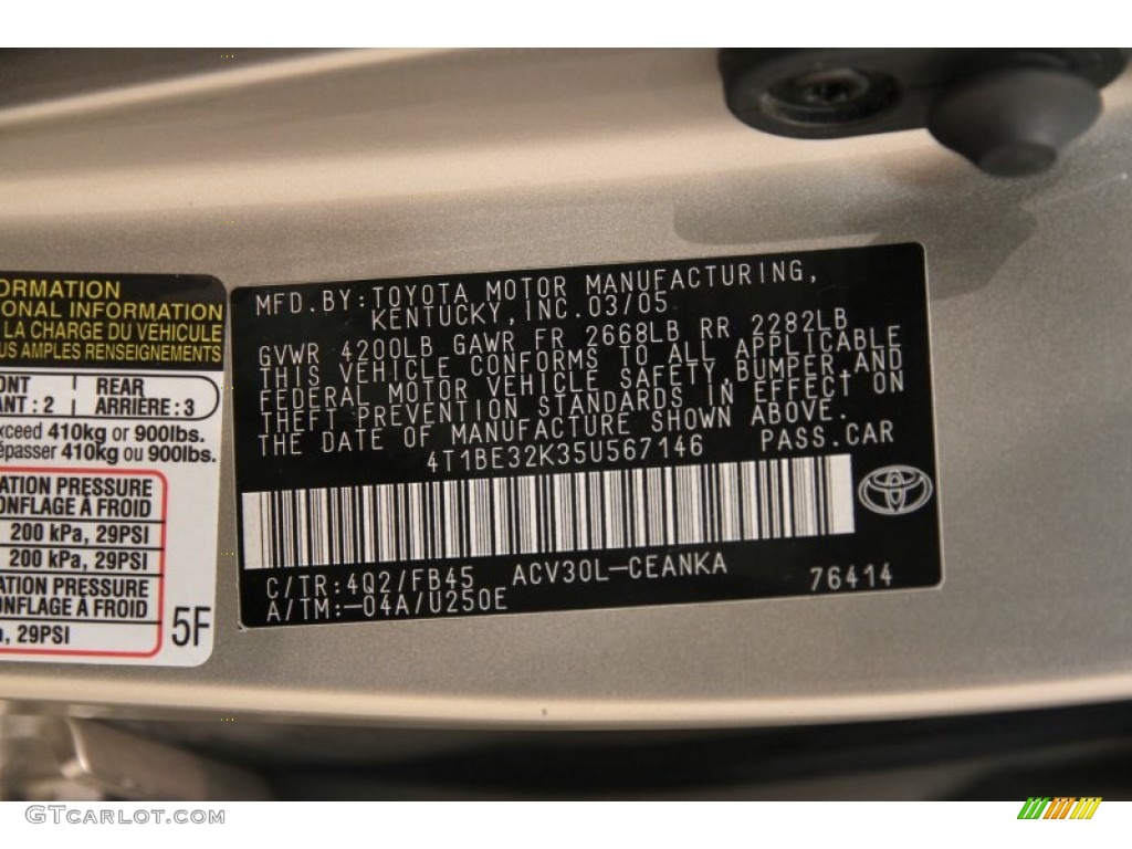 2005 Camry Color Code 4Q2 for Desert Sand Mica Photo #89532601