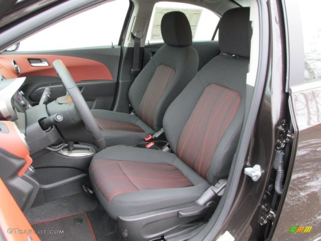Jet Black/Brick Interior 2014 Chevrolet Sonic LT Sedan Photo #89533984