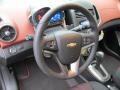 2014 Chevrolet Sonic Jet Black/Brick Interior Steering Wheel Photo