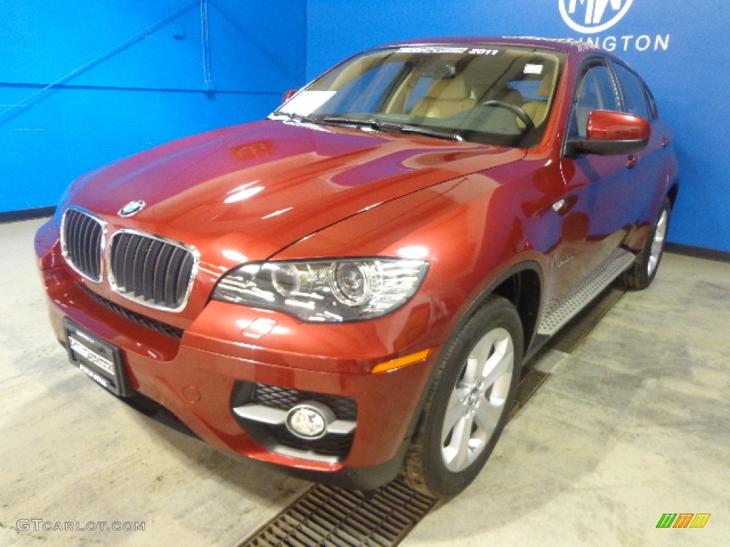 2011 X6 xDrive35i - Vermillion Red Metallic / Sand Beige photo #1