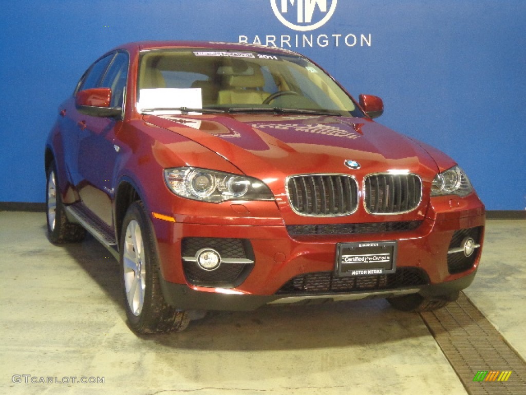 2011 X6 xDrive35i - Vermillion Red Metallic / Sand Beige photo #2