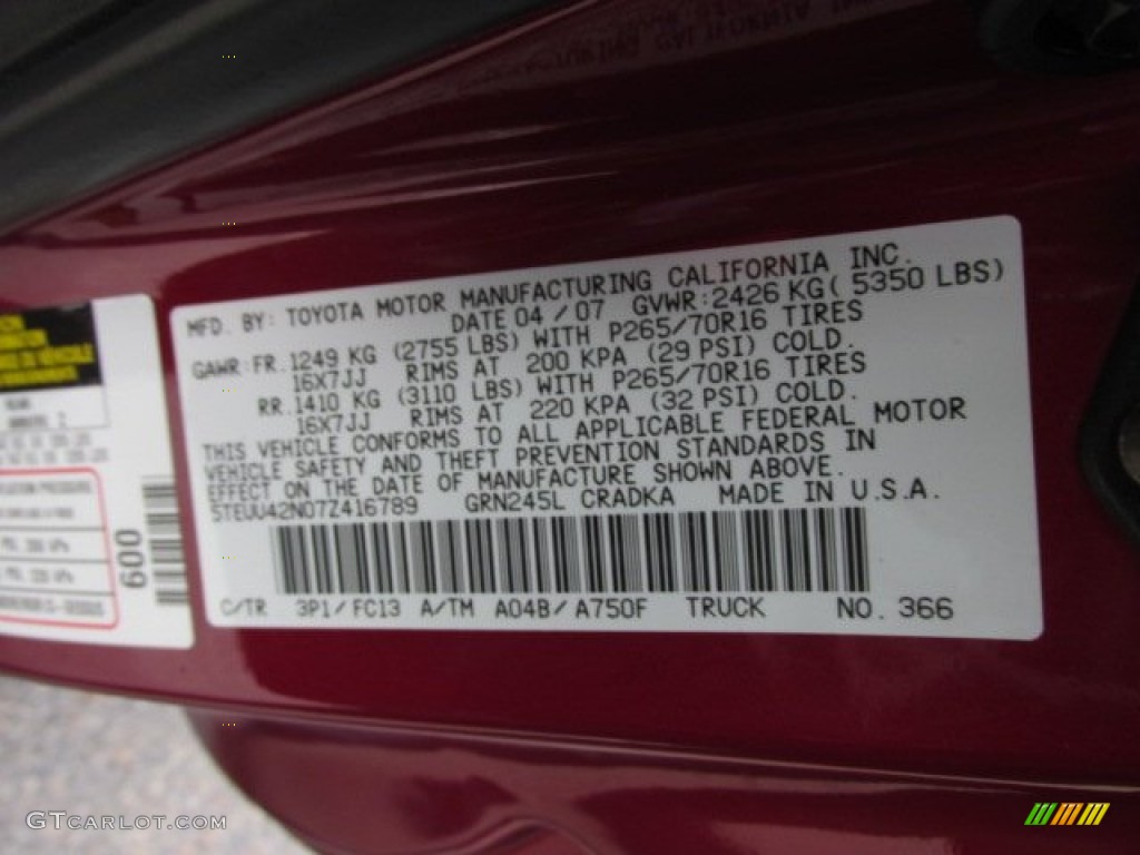 2007 Tacoma V6 TRD Access Cab 4x4 - Impulse Red Pearl / Graphite Gray photo #19