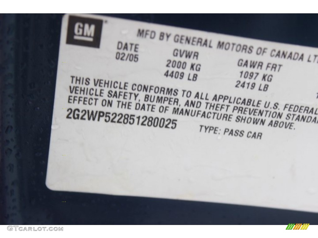 2005 Grand Prix Sedan - Blue Green Crystal / Dark Pewter photo #22