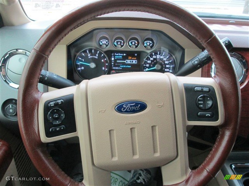 2012 Ford F250 Super Duty King Ranch Crew Cab 4x4 Chaparral Leather Steering Wheel Photo #89551795