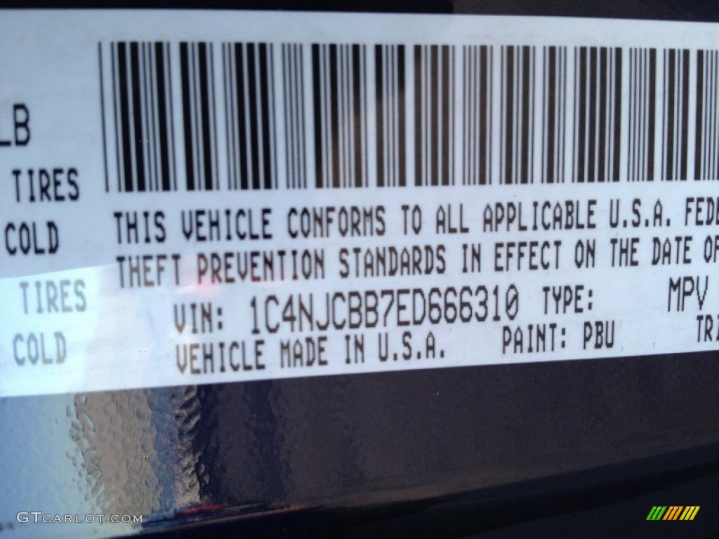 2014 Compass Color Code PBU for True Blue Pearl Photo #89557249