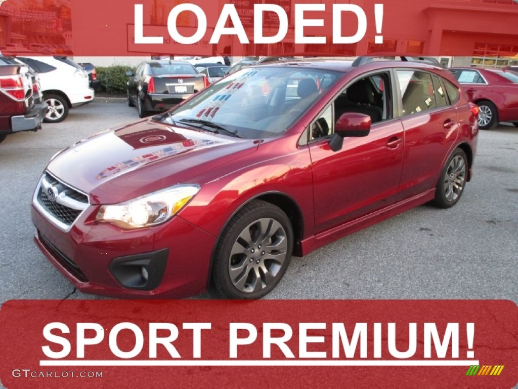 2013 Impreza 2.0i Sport Premium 5 Door - Camellia Red Pearl / Black photo #1