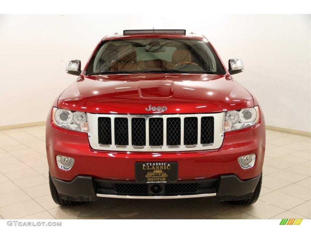 2013 Grand Cherokee Overland 4x4 - Deep Cherry Red Crystal Pearl / New Saddle/Black photo #2