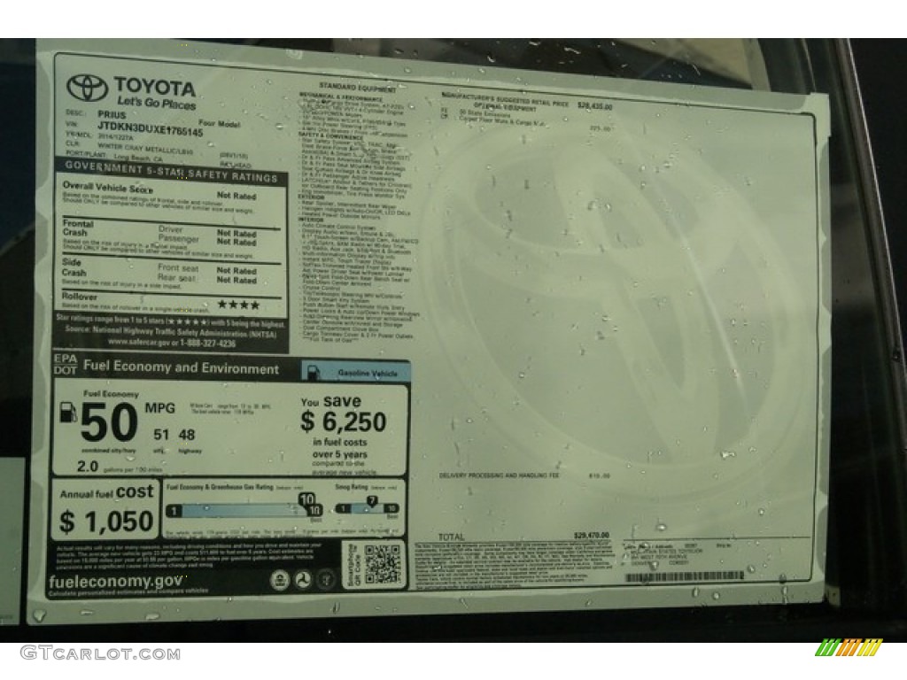 2014 Toyota Prius Four Hybrid Window Sticker Photos