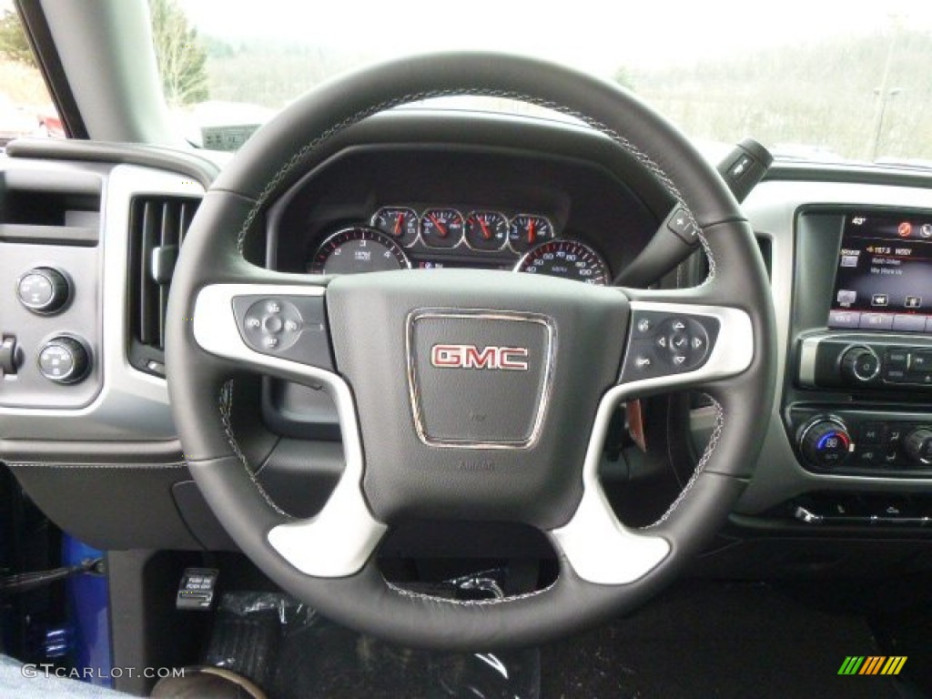 2014 GMC Sierra 1500 SLE Double Cab 4x4 Jet Black Steering Wheel Photo #89572439