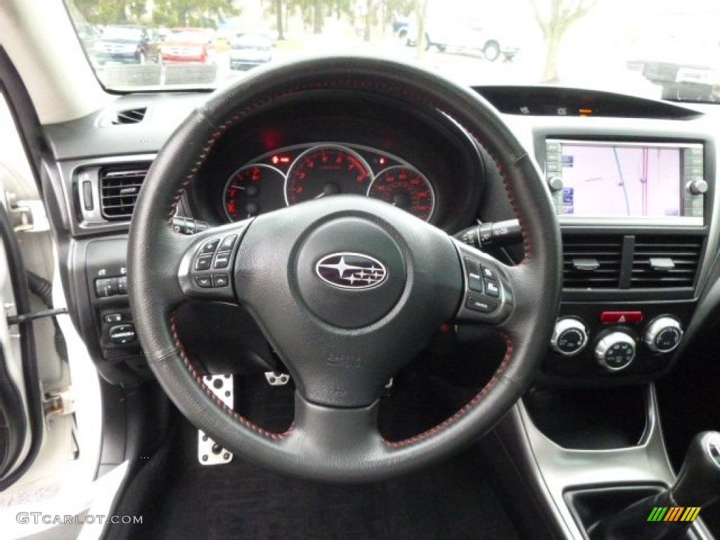 2011 Subaru Impreza WRX Limited Sedan Carbon Black Steering Wheel Photo #89580738