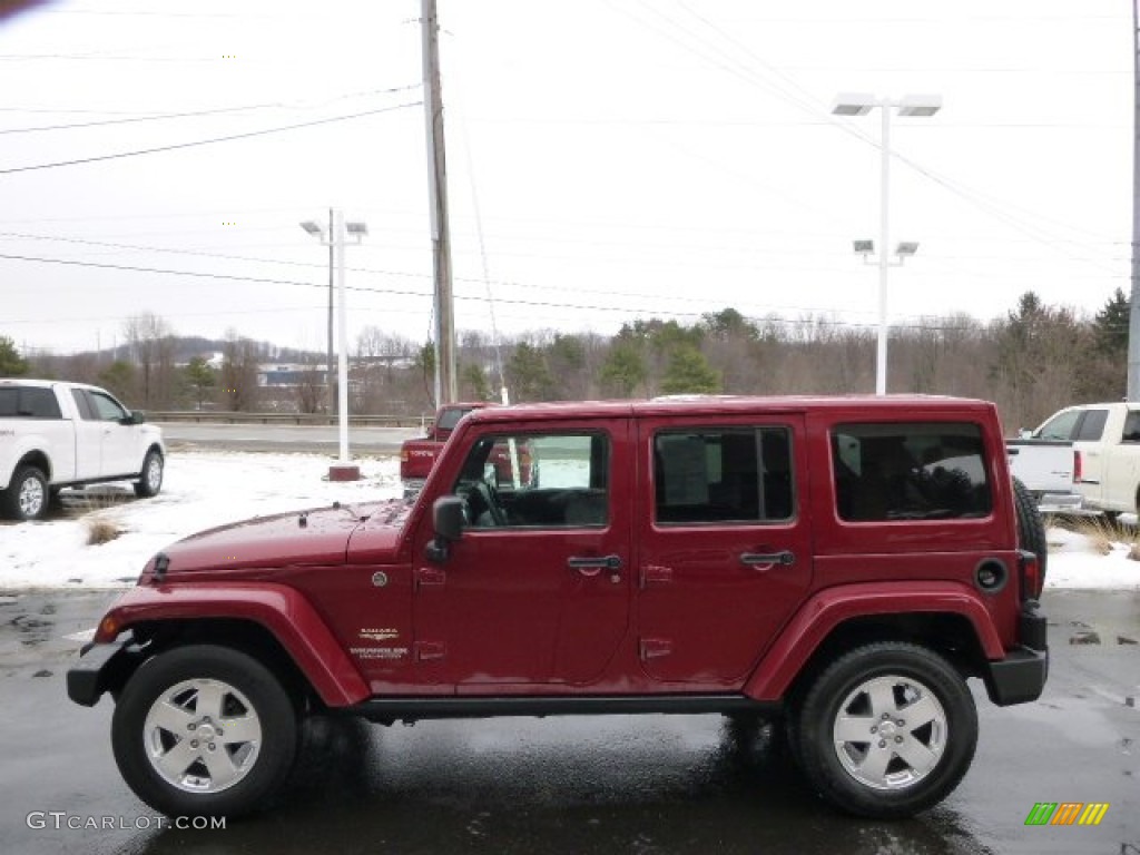 2011 Wrangler Unlimited Sahara 4x4 - Deep Cherry Red / Black/Dark Saddle photo #5