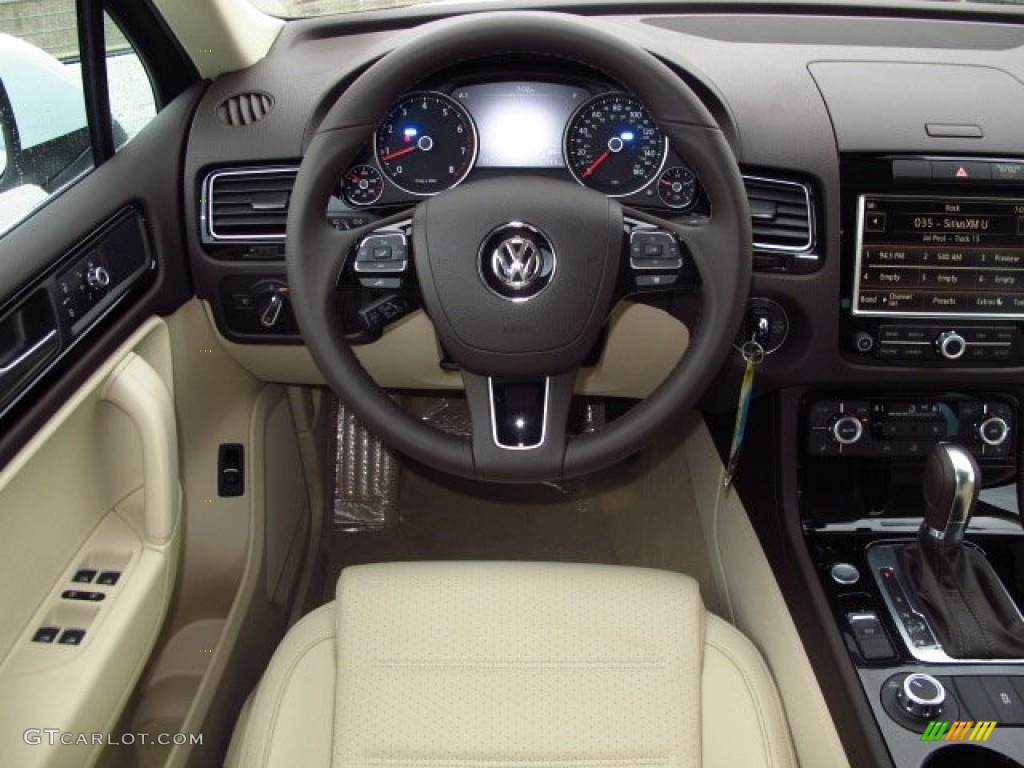 2014 Volkswagen Touareg V6 Sport 4Motion Cornsilk Beige Steering Wheel Photo #89601143