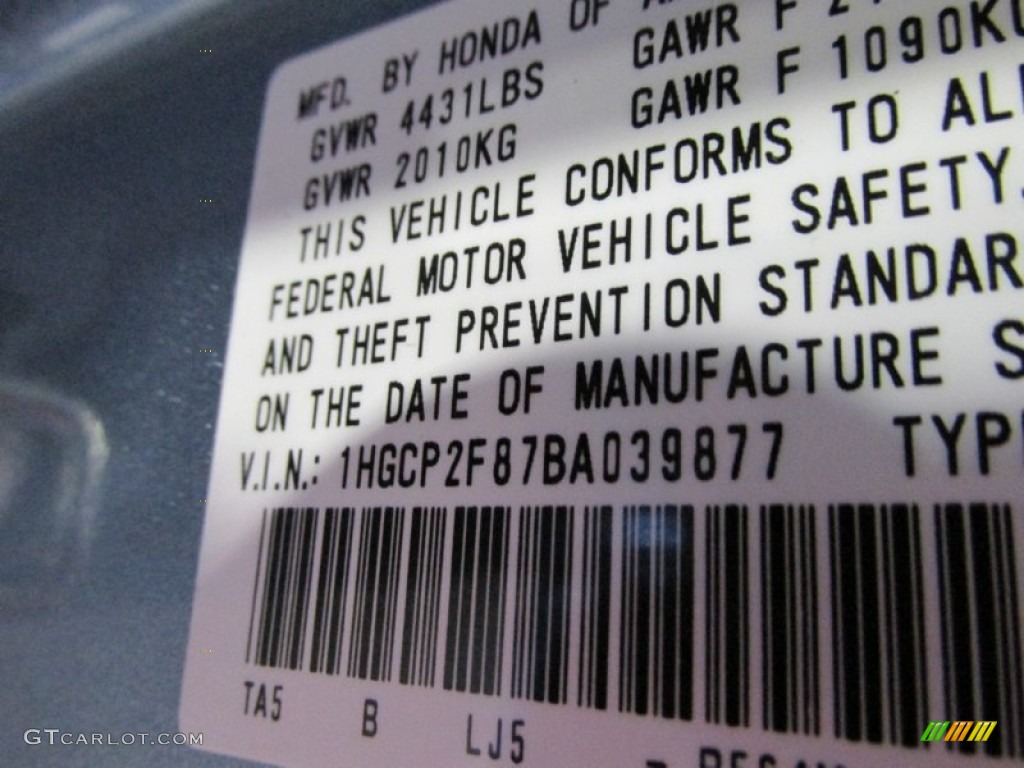2011 Accord EX-L Sedan - Celestial Blue Metallic / Black photo #14