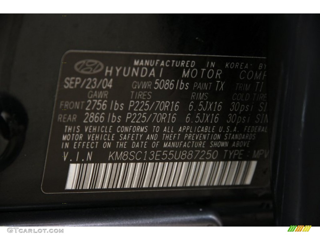 2005 Santa Fe LX 3.5 - Black Obsidian / Beige photo #16