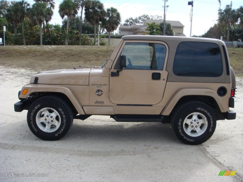 1999 Wrangler Sahara 4x4 - Desert Sand Pearlcoat / Camel/Dark Green photo #4