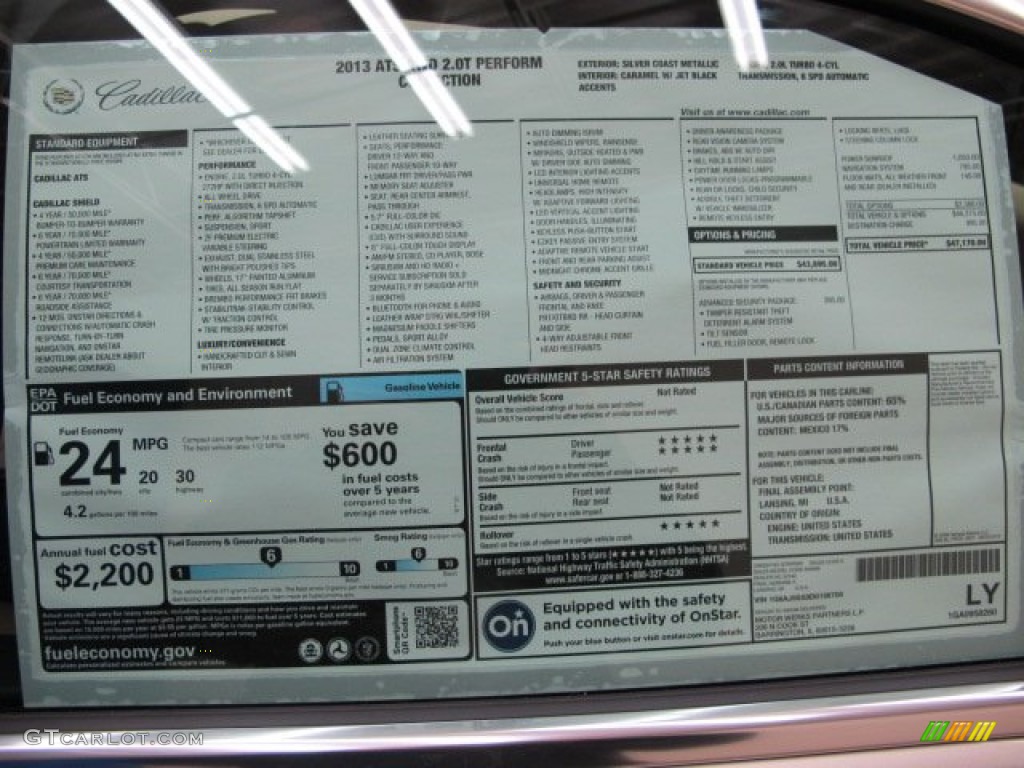 2013 Cadillac ATS 2.0L Turbo Performance AWD Window Sticker Photo #89614226