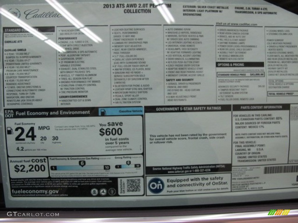 2013 Cadillac ATS 2.0L Turbo Performance AWD Window Sticker Photos