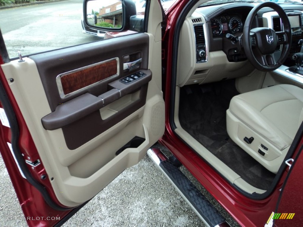 2012 Ram 1500 Laramie Crew Cab - Deep Cherry Red Crystal Pearl / Light Pebble Beige/Bark Brown photo #17