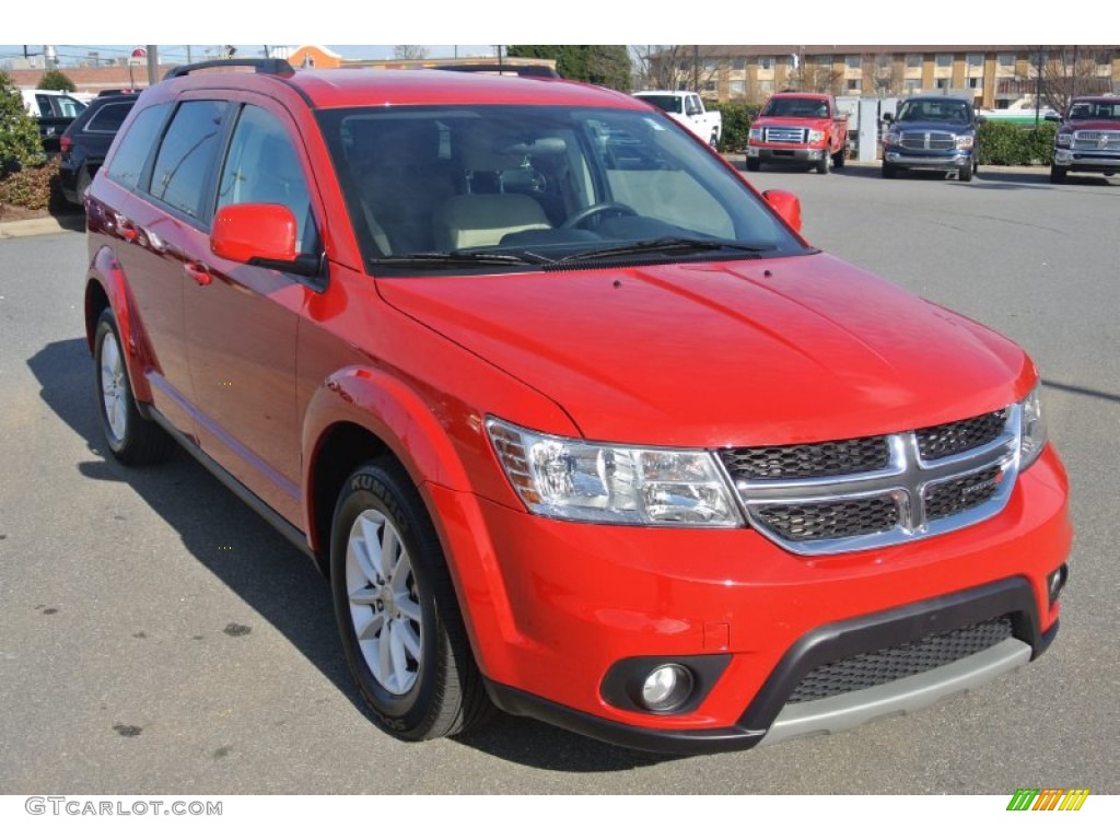 2013 Journey SXT - Bright Red / Black/Light Frost Beige photo #2
