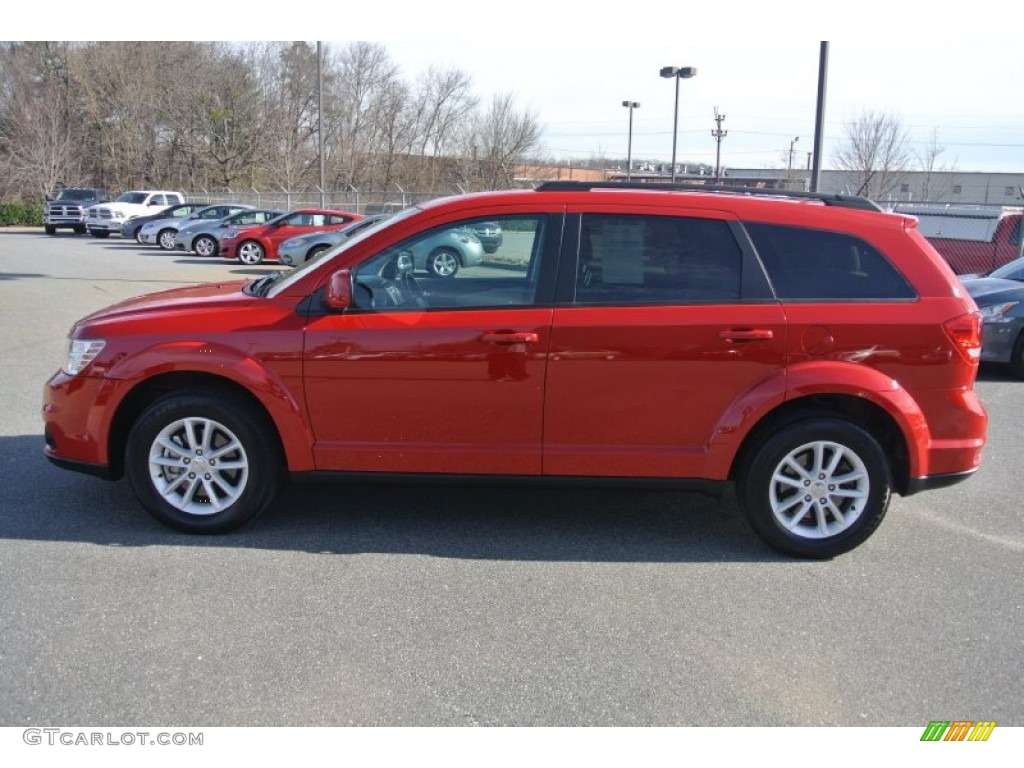 2013 Journey SXT - Bright Red / Black/Light Frost Beige photo #3