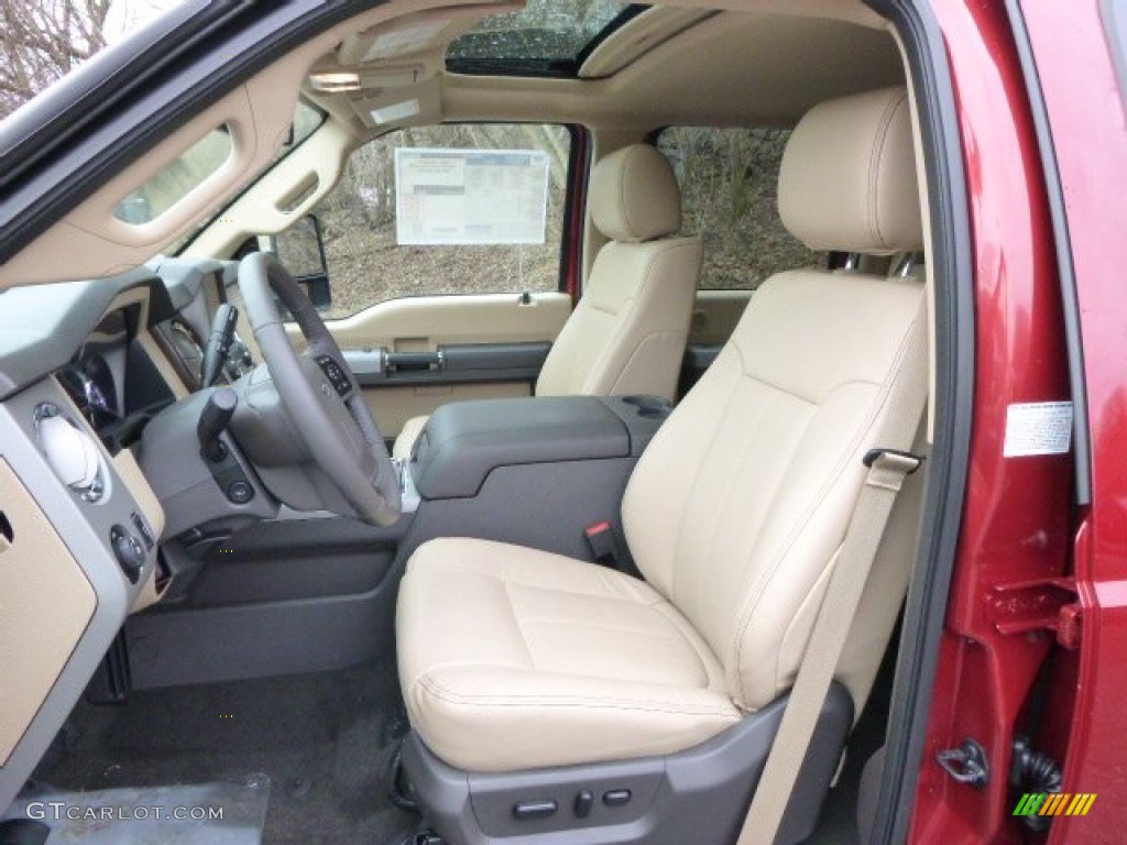 2014 F350 Super Duty Lariat Crew Cab 4x4 Dually - Ruby Red Metallic / Adobe photo #10