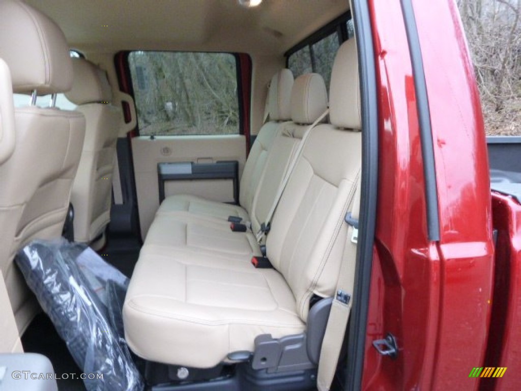 2014 F350 Super Duty Lariat Crew Cab 4x4 Dually - Ruby Red Metallic / Adobe photo #11