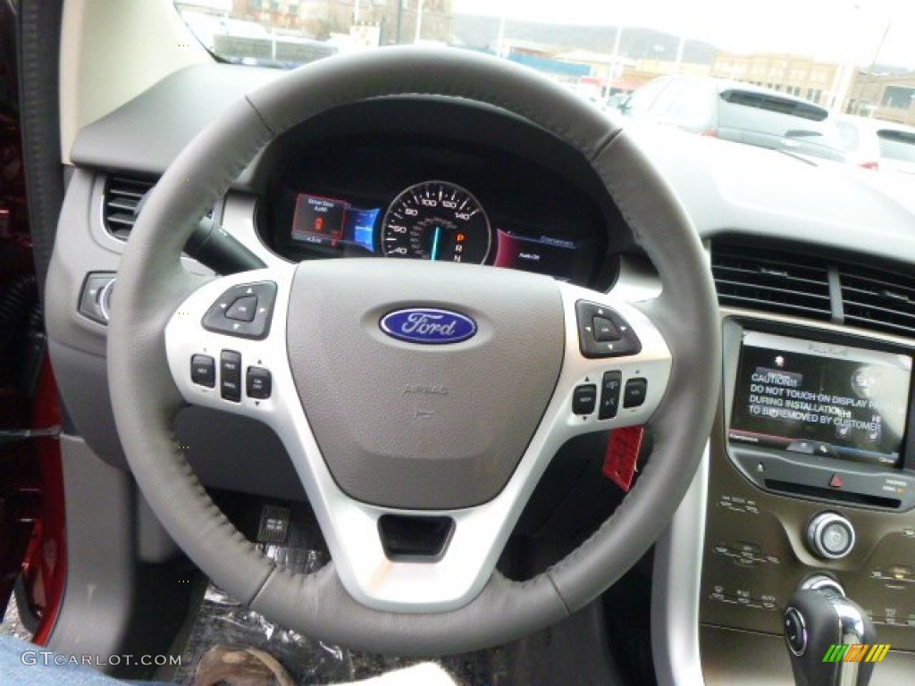2014 Ford Edge SEL AWD Medium Light Stone Steering Wheel Photo #89646519