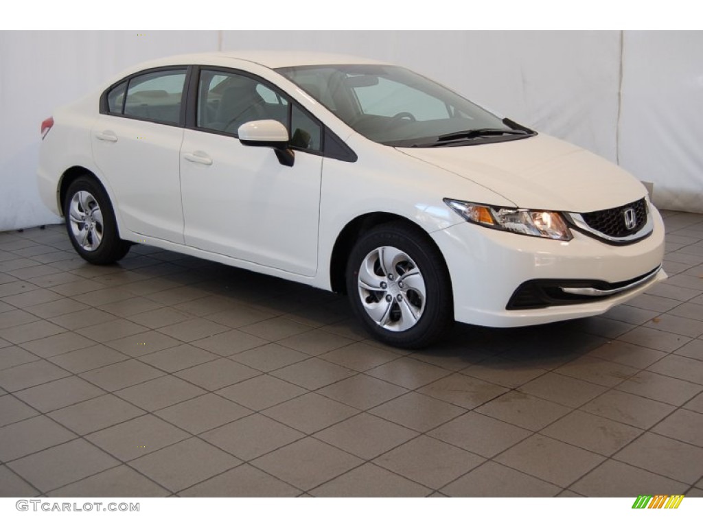 2014 Civic LX Sedan - Taffeta White / Beige photo #1
